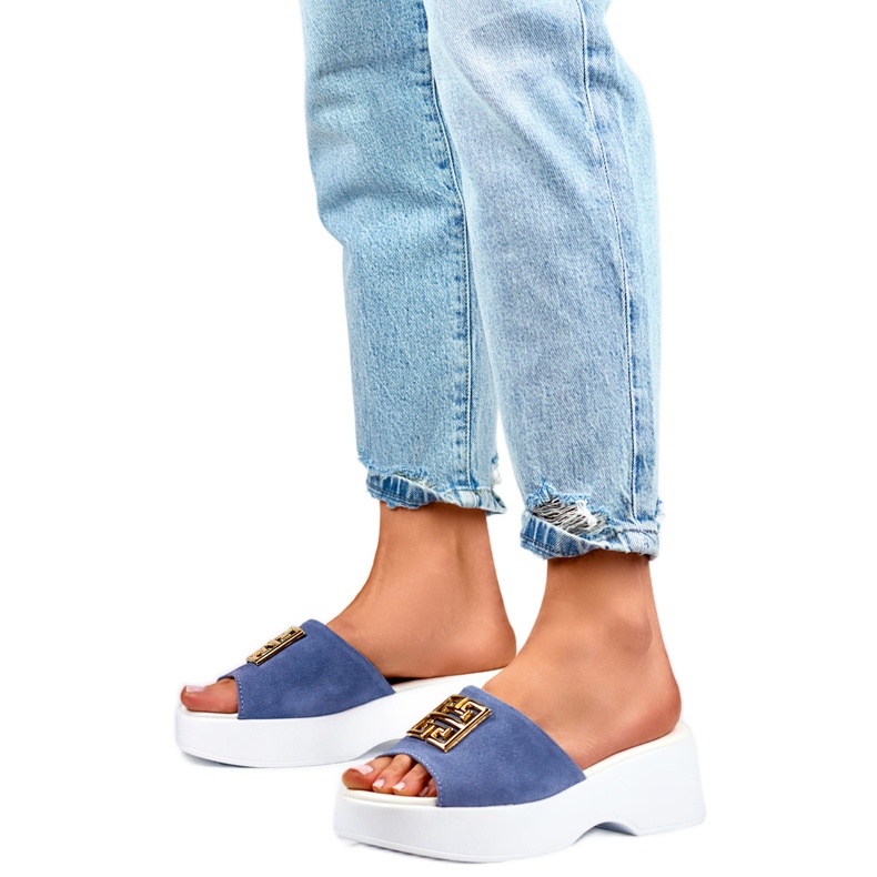 Chinelos femininos com decoração GD-XF1000B, azul