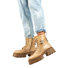 Botas femininas de couro GD-TL55BE, bege