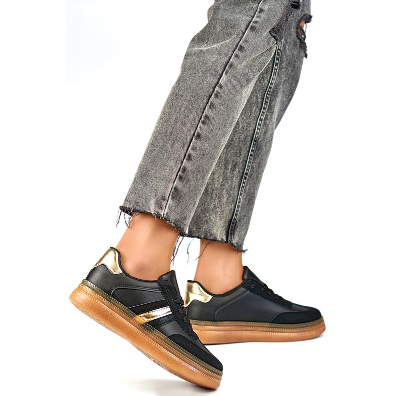 Calçados esportivos femininos A185B, preto e bege