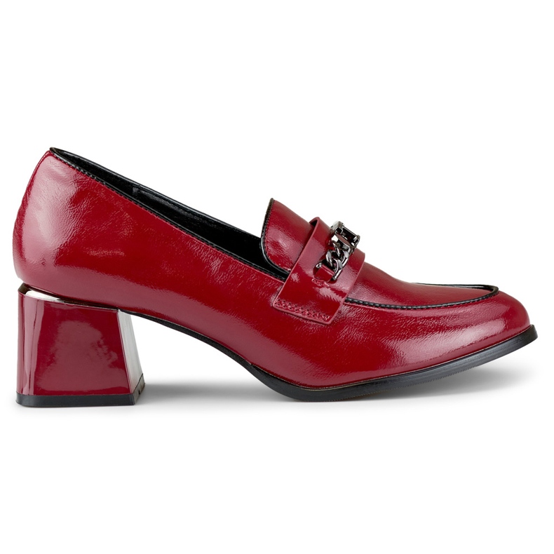 Sapatos lacados com corrente GD-FL470BUR, bordô vermelho