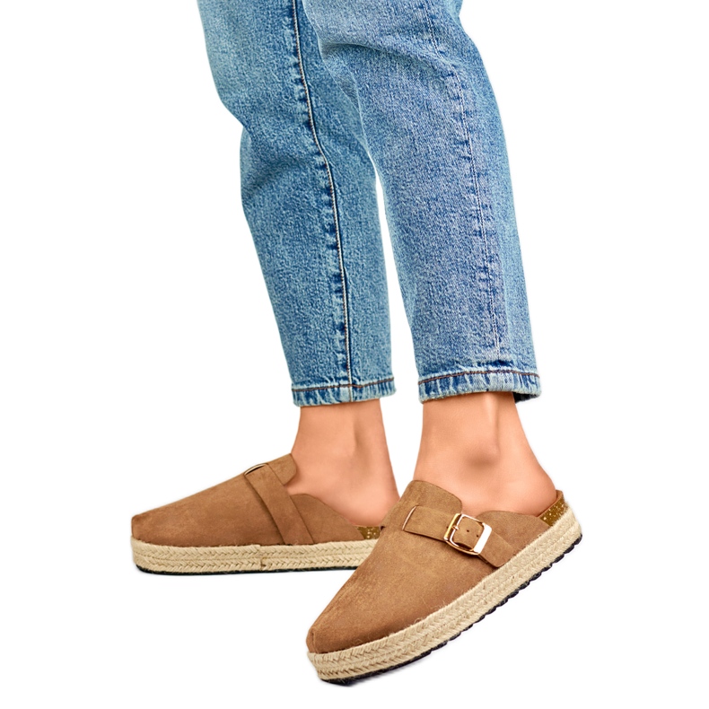 Slides femininos DM802KH castanho claro