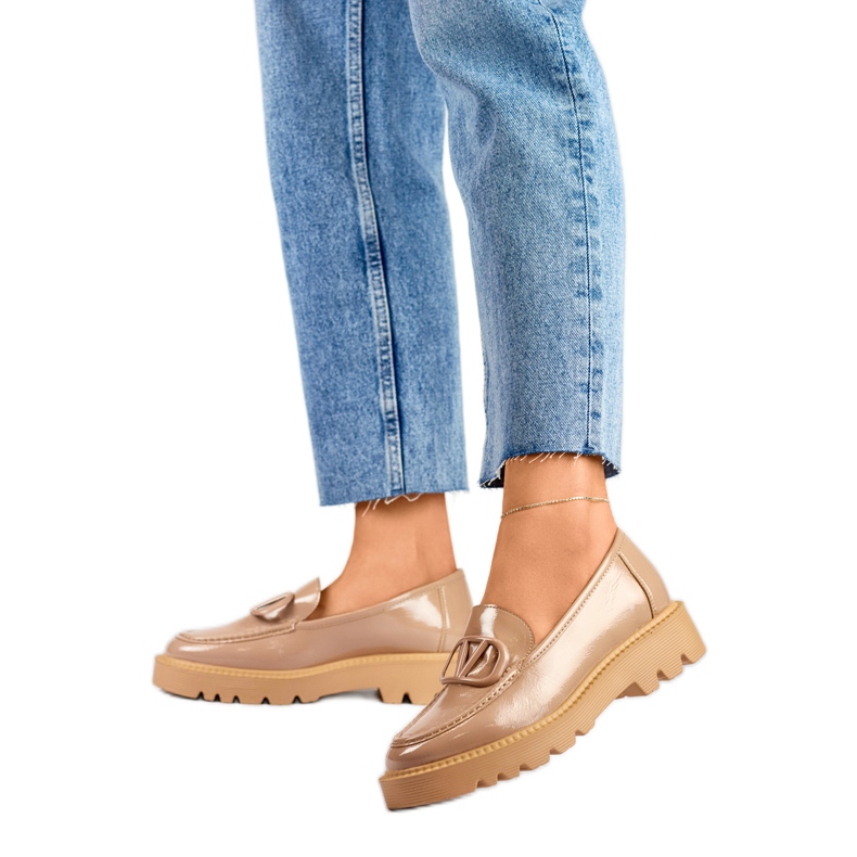 Sapatos femininos com decoração 23-10862BE bege