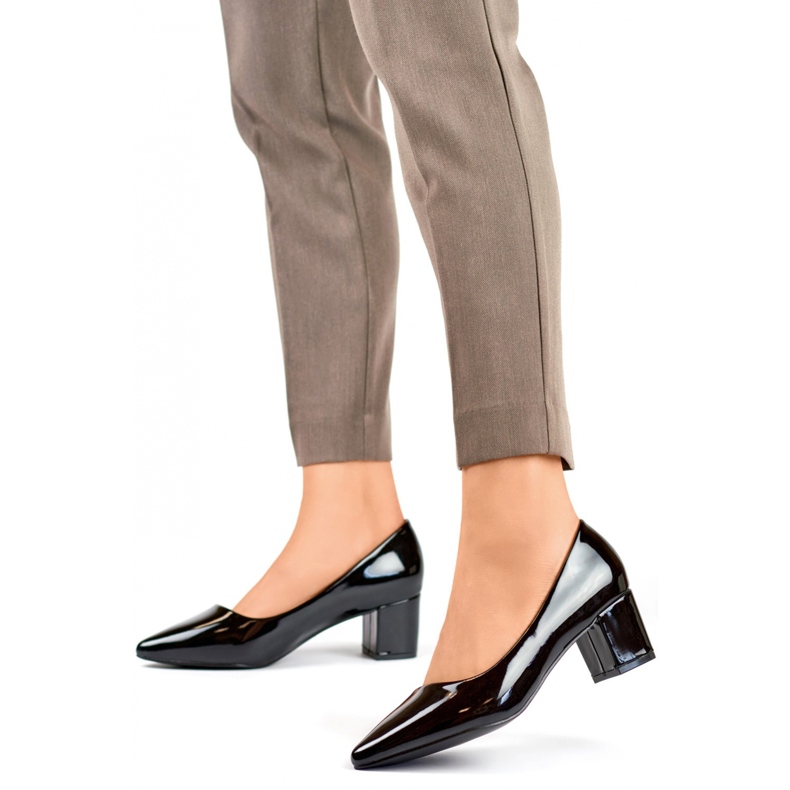 Bombas femininas patenteadas CIC-312B, pretas preto