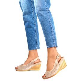 Sandálias femininas de cunha GD-FL1243KH, bege