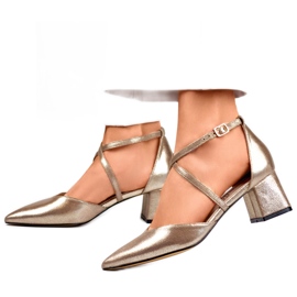 Sapatos metálicos femininos GD-FL1150T prateados cinza