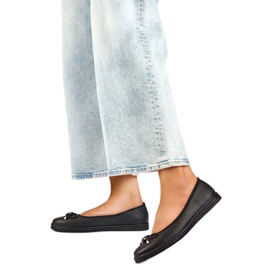 Sapatilhas femininas com laço GD-XR392A-B, pretas preto