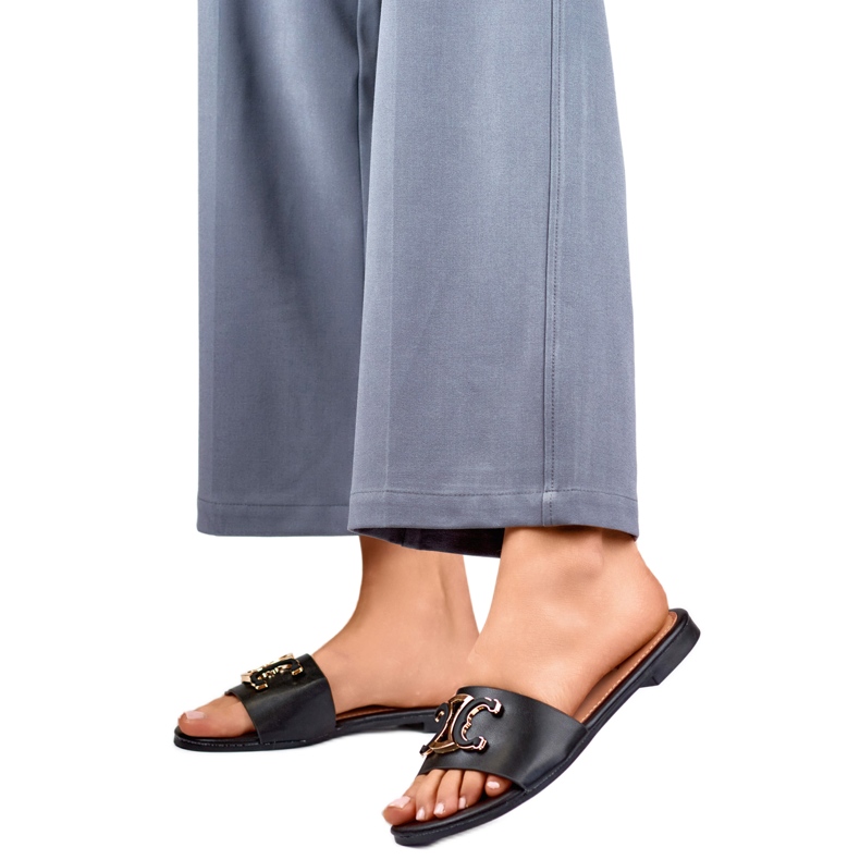 Chinelos Femininos com Decoração 5174B preto