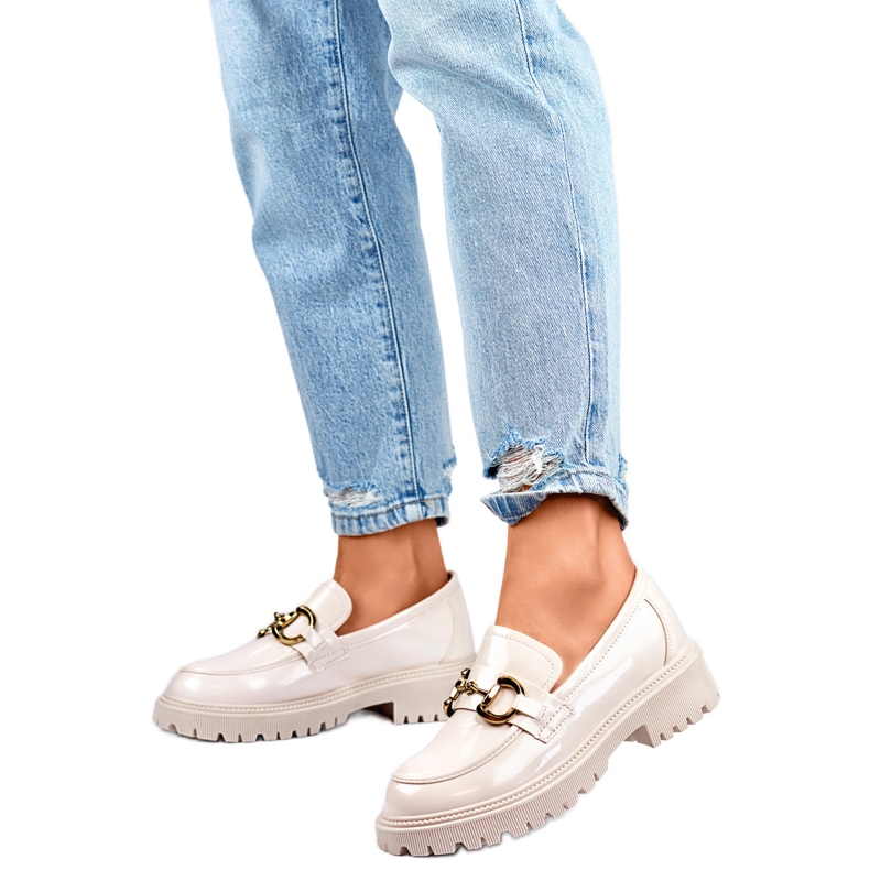 Mocassins femininos com decoração dourada OH31-2LT/BE bege Mocassins femininos com decoração dourada OH31-2LT/BE bege