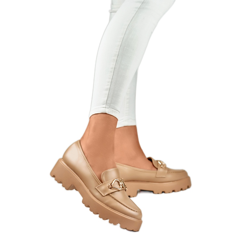 Sapatos femininos com decoração B2733KH castanho