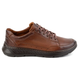 Olivier Sapatos casuais masculinos de couro 928ma castanhos marrom