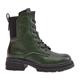 Jezzi Botas de trabalho isoladas com zíper, Leairae Verde Jezzi Botas de trabalho isoladas com zíper, Leairae Verde