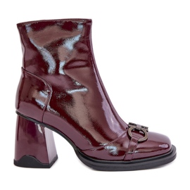 S.Barski Botas envernizadas de salto alto, quentes, com decoração D&amp;A MR880-021 Borgonha vermelho