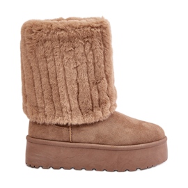 Botas de neve bege com plataforma Lisonea e parte superior virada para cima Botas de neve bege com plataforma Lisonea e parte superior virada para cima