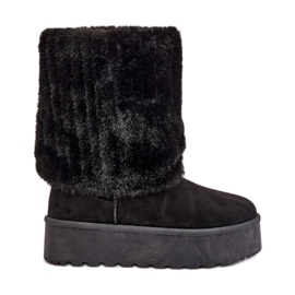 Botas de neve pretas com plataforma Lisonea e parte superior virada para cima preto
