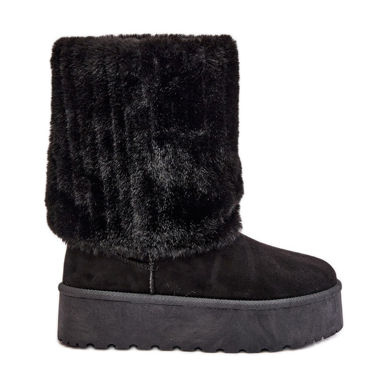 Botas de neve pretas com plataforma Lisonea e parte superior virada para cima preto