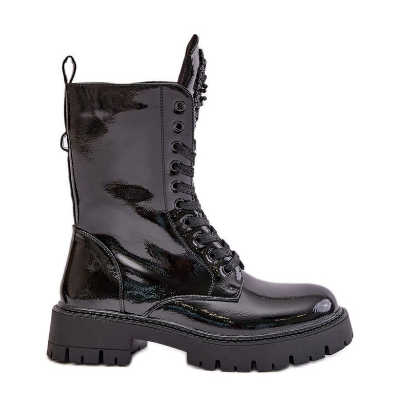 Botas de tornozelo de trabalhador com isolamento envernizado e decoração, Kelilea preta preto