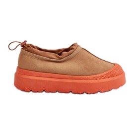 Camel Izamine Botas femininas de neve com plataforma e cano baixo marrom