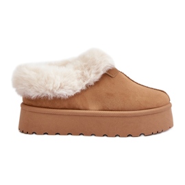 Botas de neve com cano baixo com pele na plataforma Eco Suede Camel Neathoria castanho