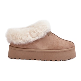 Botas de neve com cano baixo com pele na plataforma Eco Suede Dark Beige Neathoria bege
