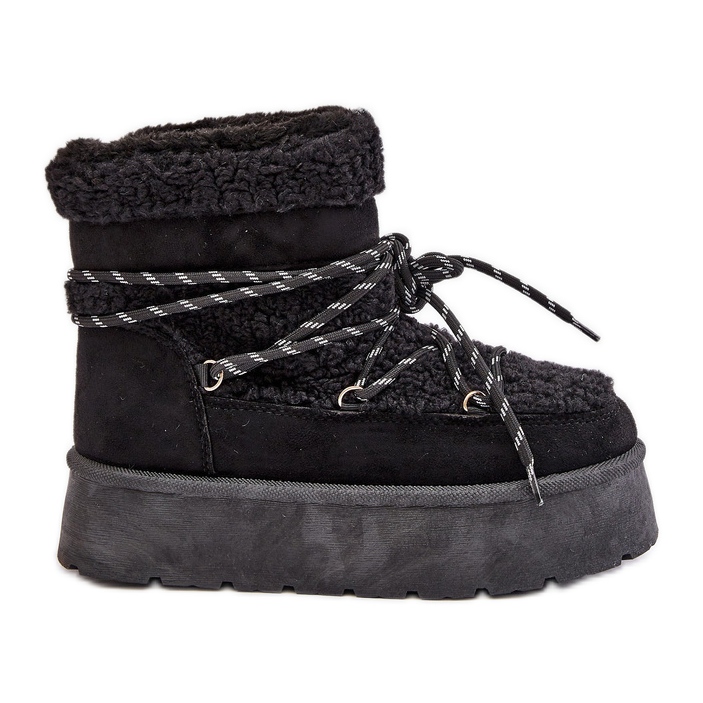 Botas de neve pretas com plataforma Izathiel e cadarço preto