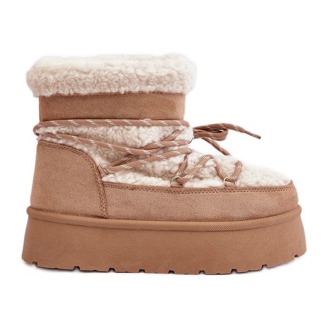 Botas de neve com plataforma Izathiel bege com cadarço