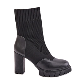 Botins Atansa pretos com meia Botins Atansa pretos com meia