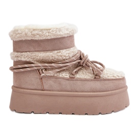 Botas de neve com plataforma e cadarço bege claro Izathiel Botas de neve com plataforma e cadarço bege claro Izathiel