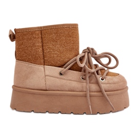 Botas de neve Mavora marrons com cadarço na plataforma bege