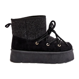 Botas de neve Mavora pretas com cadarço na plataforma preto