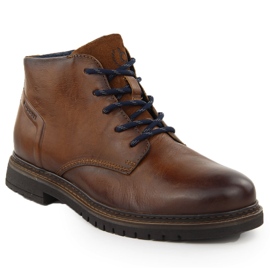 Sapatos masculinos de couro, botins marrons com isolamento Bugatti OO153241 marrom