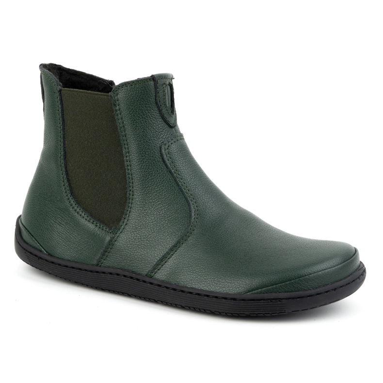 Olivier Botas femininas descalças Chelsea com zíper, isoladas 1263, verdes