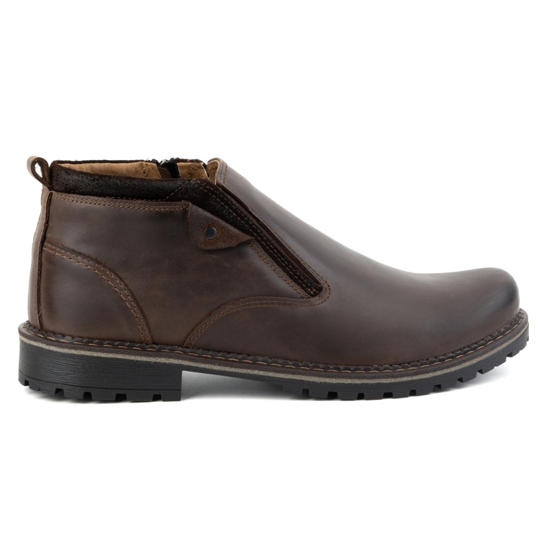 Olivier Botas Chelsea masculinas de couro, isoladas, 140GT, marrom escuro castanho