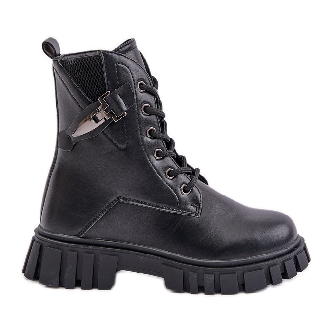 News Botins isolados de menina com zíper e decoração, Preto Zinnirella