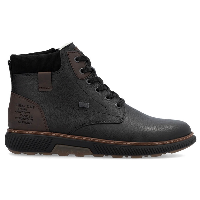 Botins masculinos impermeáveis ​​de couro com isolamento, pretos Rieker B3343-00