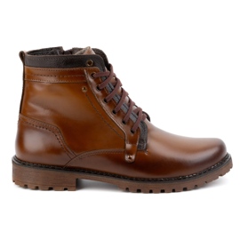Olivier Botas masculinas de inverno com isolamento de couro 603KZ marrom