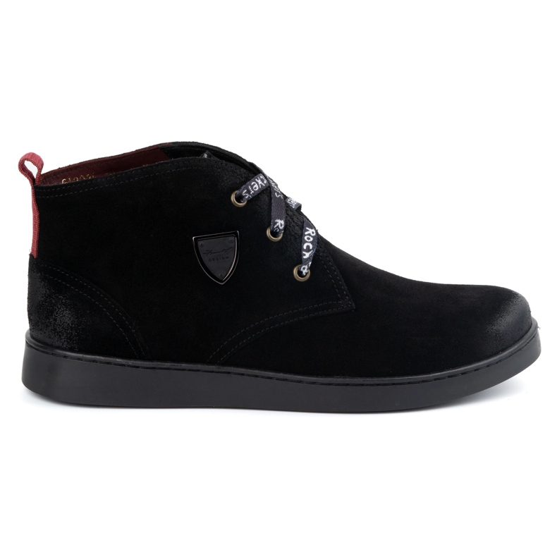 Botas masculinas Chukka de couro, isoladas KAMPOL 110/35 pretas preto