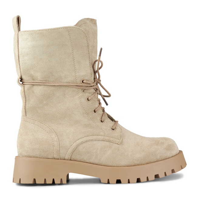 Botins femininos em camurça com cadarço, bege DE1051S-KH