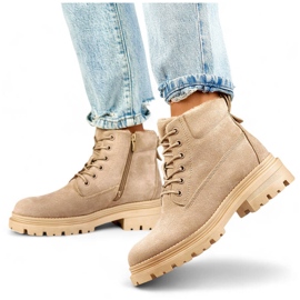 Botins femininos com isolamento em camurça, bege A5201-39BE