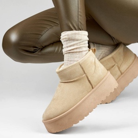 Botas femininas de neve com plataforma, bege claro TL242-BE