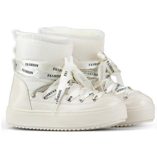 Botas de neve femininas, botas com cordões, bege 5754-4BE Botas de neve femininas, botas com cordões, bege 5754-4BE