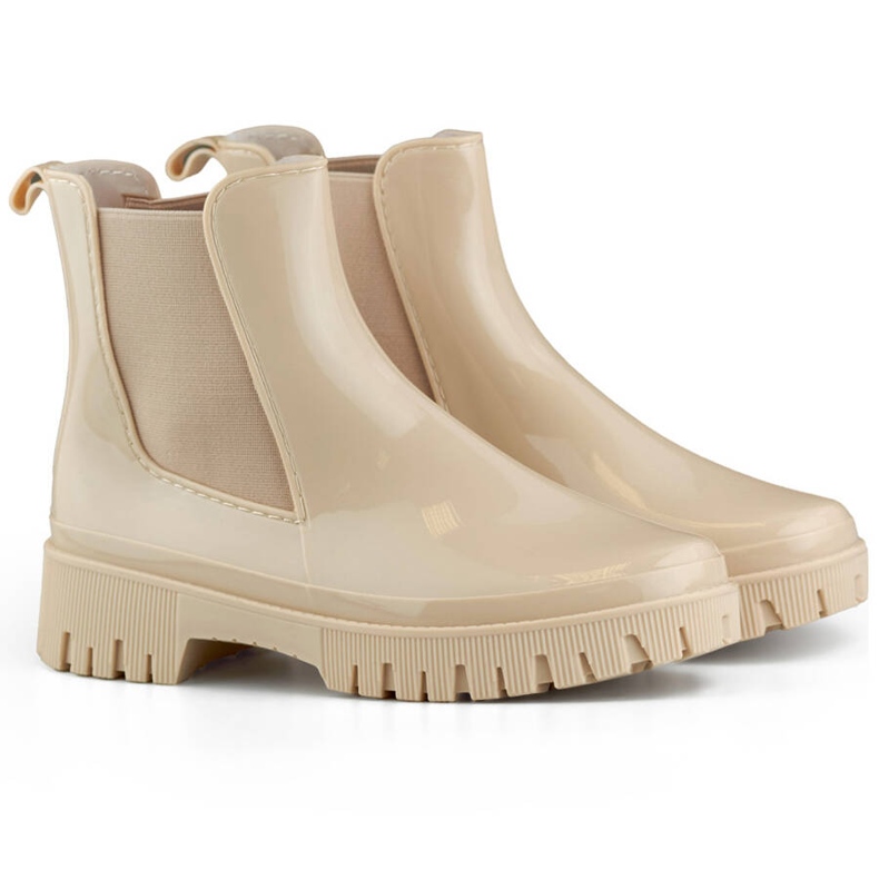 Botas Chelsea femininas com sola grossa, bege YX227-2BE Botas Chelsea femininas com sola grossa, bege YX227-2BE