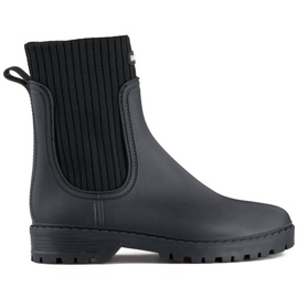 Galochas femininas com parte superior elástica e meia, pretas S23B preto