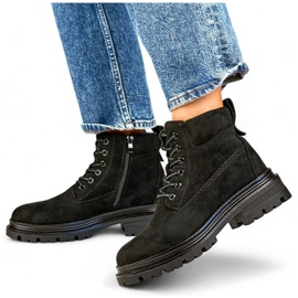 Botins femininos em camurça com isolamento preto A5201B