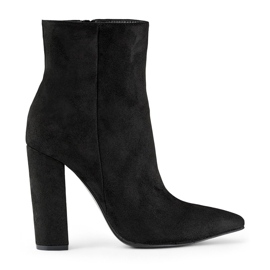Botins femininos de camurça com salto pontudo preto D7959B