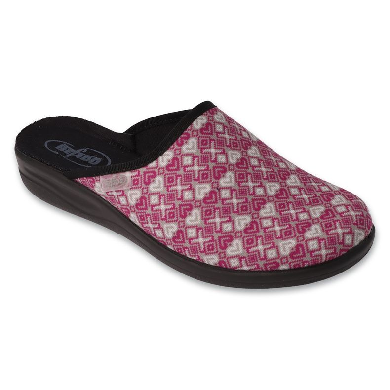 Chinelos femininos Befado pu 551D005, rosa com corações