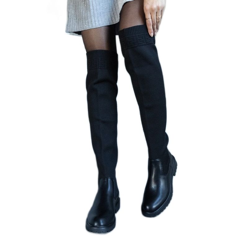Botas longas pretas com cano elástico Juanra preto