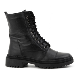 WASAK Botins femininos de couro com renda alta inverno 0640 pretos