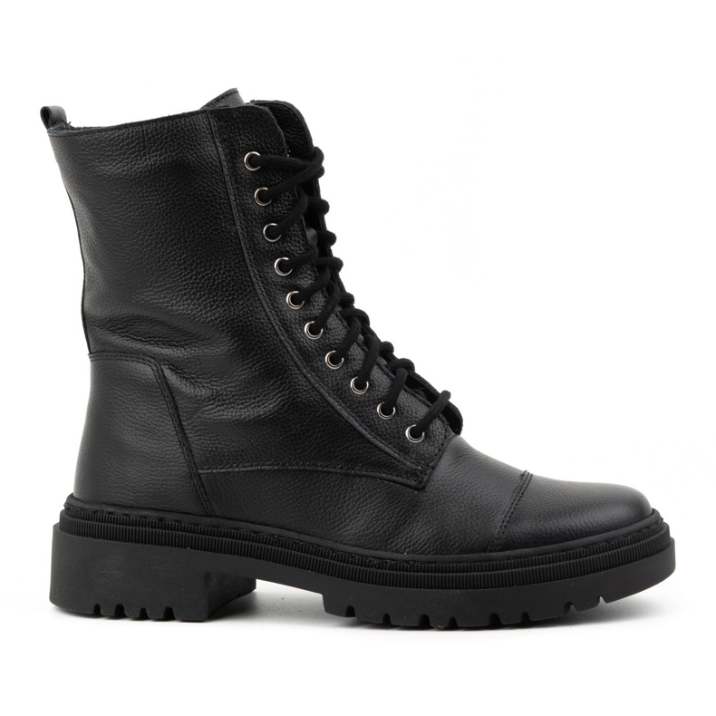 WASAK Botins femininos de couro com renda alta inverno 0640 pretos