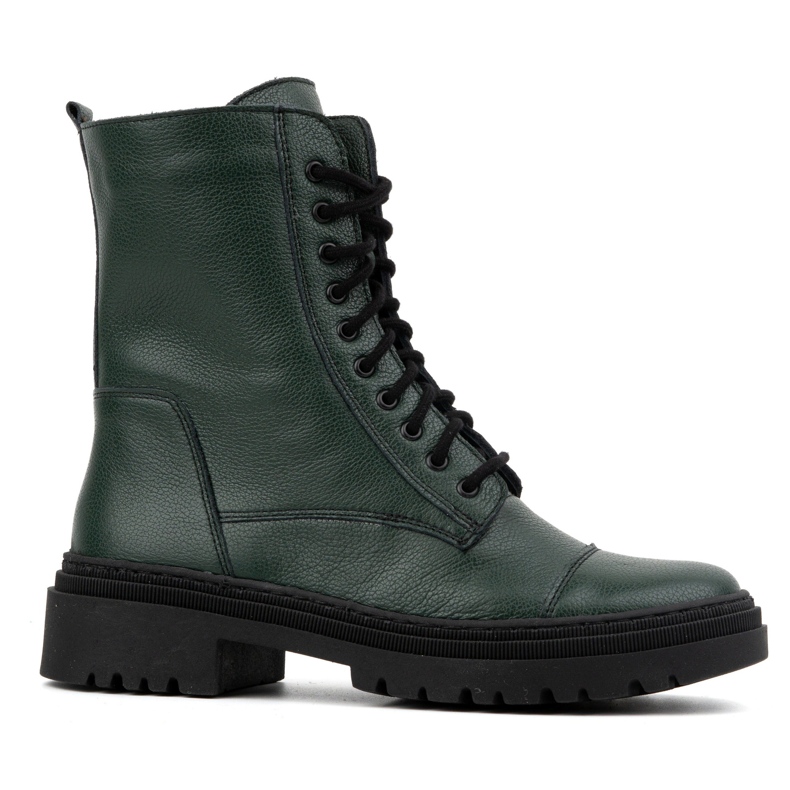 WASAK Botins femininos de couro com renda alta inverno 0640 verde WASAK Botins femininos de couro com renda alta inverno 0640 verde