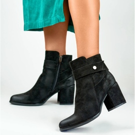 Botins femininos em camurça, pretos, 260041B-SU